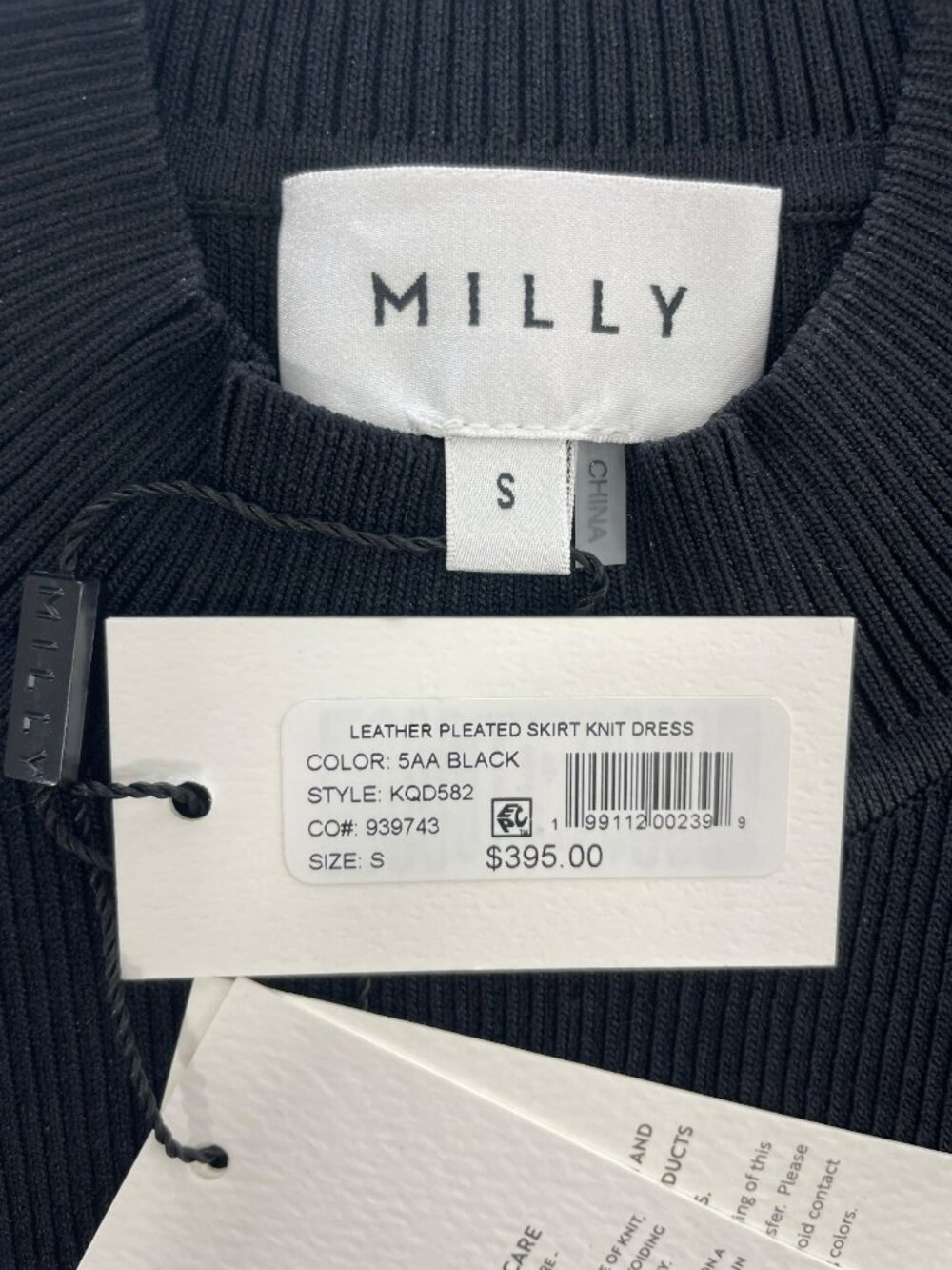 Milly Leather Pleated Skirt Knit Dress Sleeveless Black Size Small MSRP $365 NEW - Picture 9 of 11